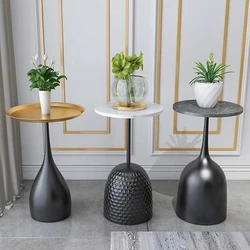 Nordic Simple Creative Small Coffee Table Living Room Sofa Round Table Side Table Bedside Marble Corner Table Gold JK696ST