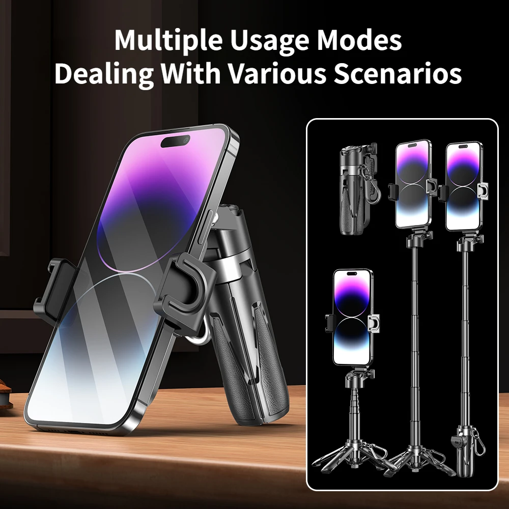 Mini Selfie Stick Tripod 3 in 1 Phone Stand with Detachable Remote Multifunctional Tripod Portable for Tourism Concert Shooting