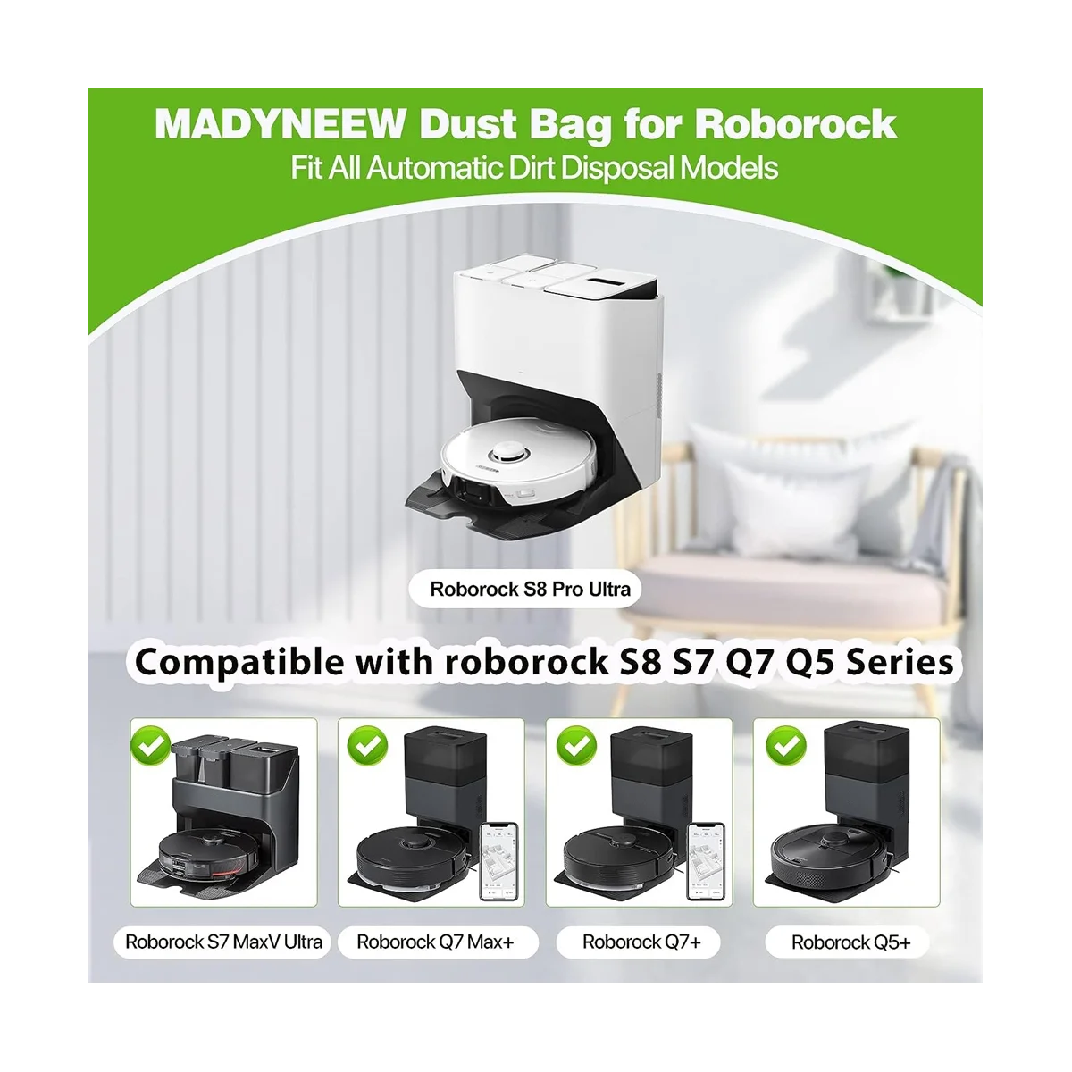 مكنسة كهربائية حقيبة استبدال ل Roborock ، أكياس الغبار ، S8 زائد ، S8 برو الترا ، S7 MaxV الترا ، Q5 ، Q5 + ، Q7 زائد ، Q7 ماكس زائد ، 12 قطعة