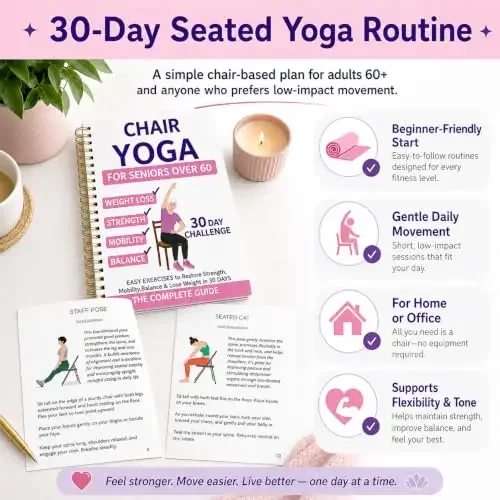 1/2PCS 30 Day Chair Yoga Guide Notebook Exercise Book With Illustrated Strength Flexibility Seated Workout for Seniors & Adults