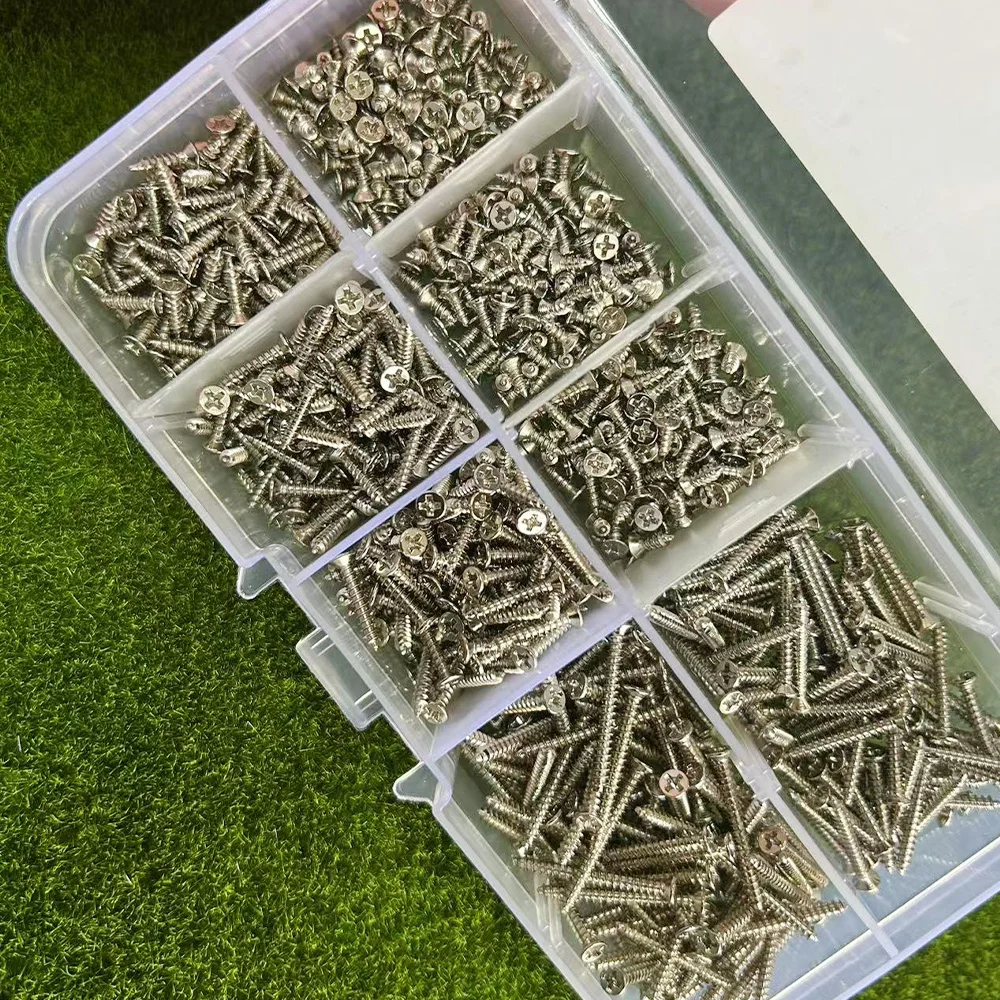 800 Pieces of M2 Stainless Steel Miniature Self-Tapping Screws, Self-Locking Wood Screws, Suitable for Wood and Metal Products.