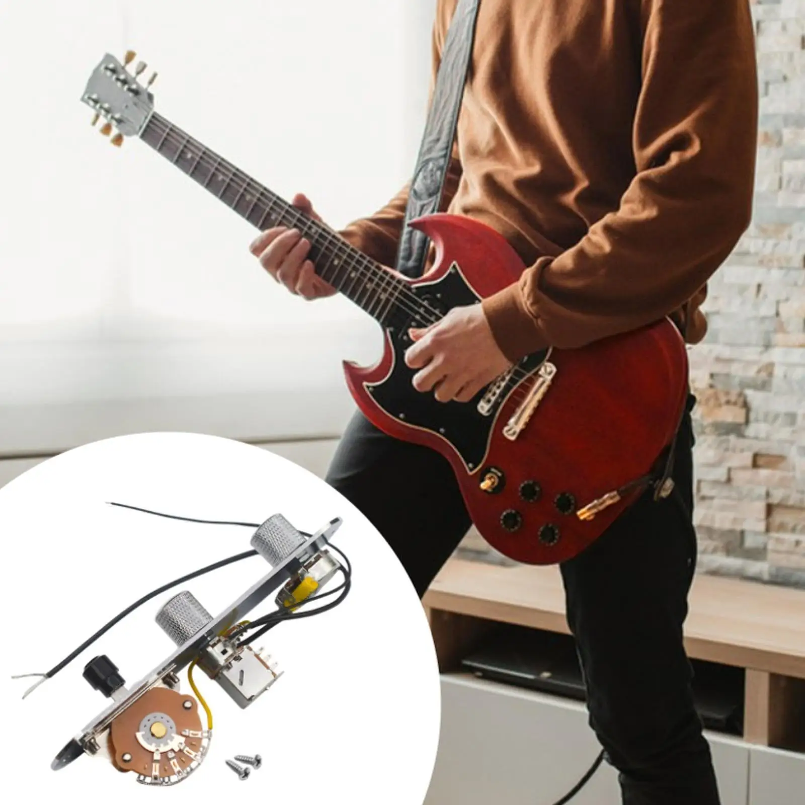 

Electric Guitar Control Plate Loaded with Wiring Harness 250K Potentiometer Guitar Parts Replacement Wired Control Board