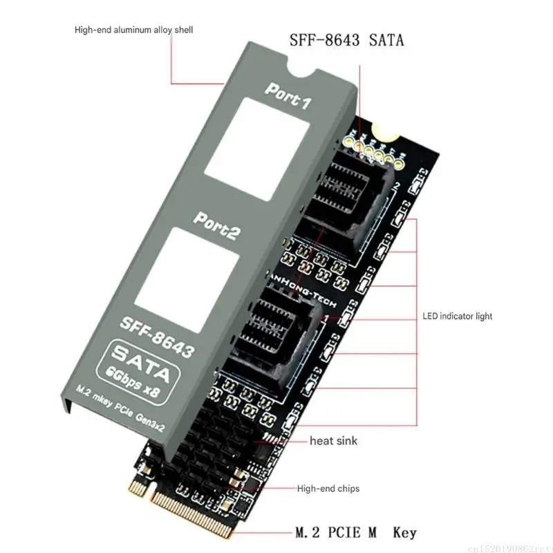 D5BB Storage Board with M.2 M-Key Host Adapter, SFF-8643 Pair, Light, Aluminum Shell, and Mini Screwdriver for Drive Projects