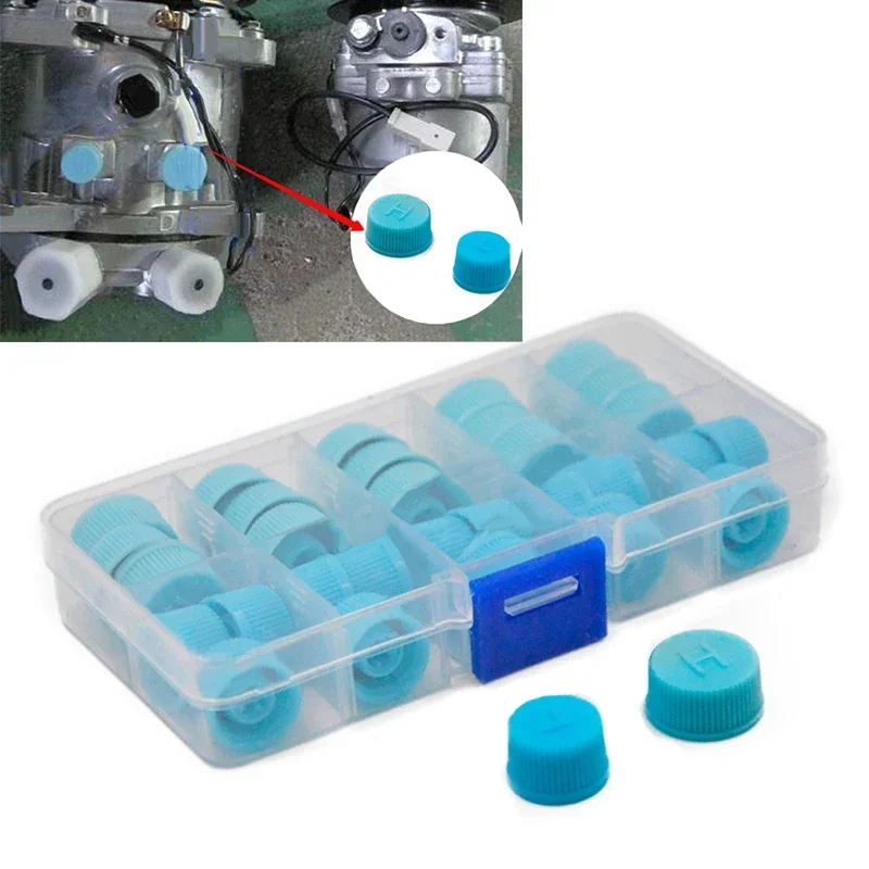 

30 Pcs Auto Air Conditioner Car Dust Cover High Low Cover Valve Core Cap With Seal Inside High +Low Covers Car Accessories