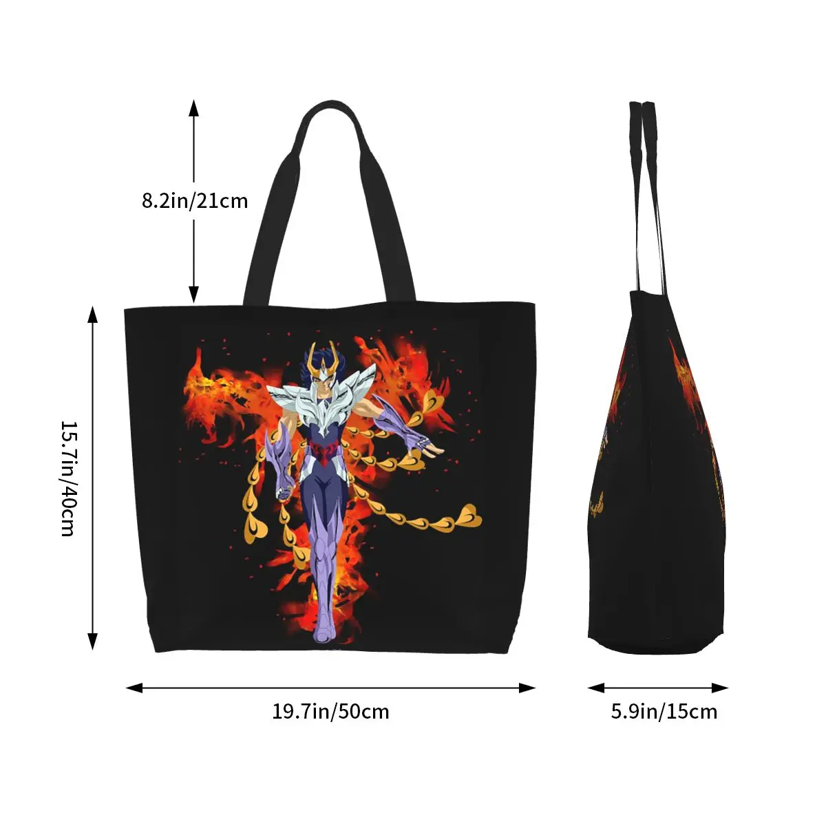 Anime Knights Of The Zodiac Saint Seiya Shopping Tote Bag Canvas Large Capacity Shoulder Bags Shopper Grocery Handbag for Women