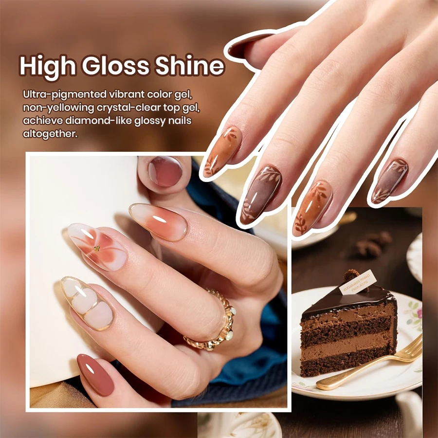 10ml Popular Brown Color Nail Polish UV LED Soak Off Gel Nail Polish For Nail Art DIY Salon Home Holiday Gift For Winter