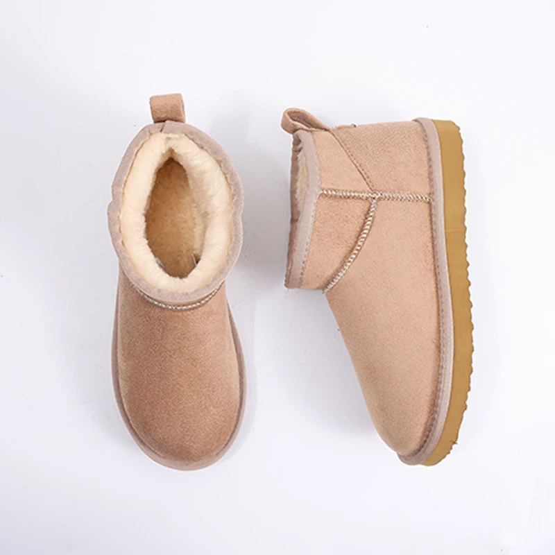 Evshine Winter-Pelz-Schneestiefel für Damen, rutschfest, mit Plüsch gefüttert, Wildlederstiefel, warme, flauschige Hausschuhe, klassische Schneestiefel – Detail 4