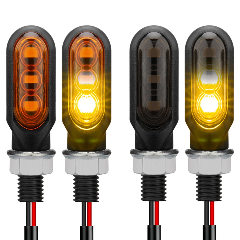 Motorcycle LED Turn Signal Lamp Sequential Flowing Indicator Lights Running Light LED 12V 10mm Moto Flasher Turn Signals Lamp