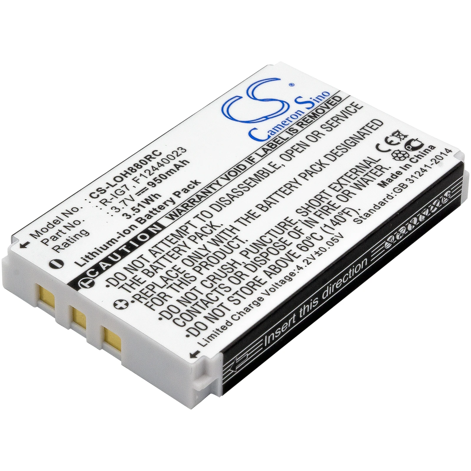 

Li-ion Remote Control Battery for Logitech, 3.7V, 950mAh, Compatible Models: Harmony 720, Harmony 720 Pro, MX-890, One, R-1G7