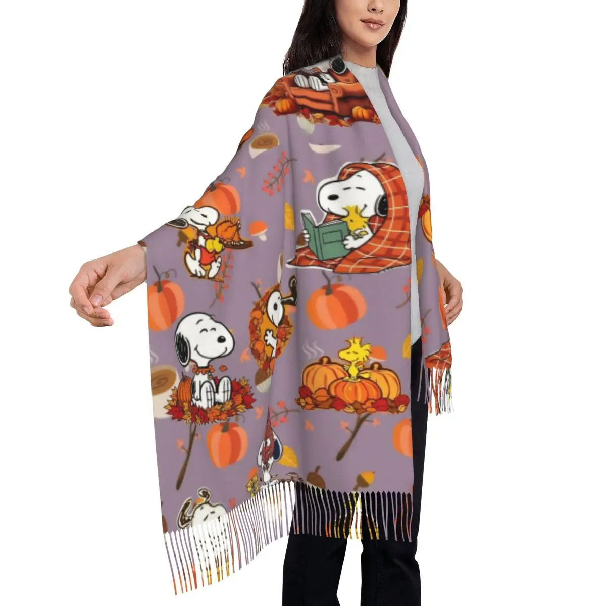 Snoopys Autumn Shawl Wrap for Ladies Winter Warm Large Long Scarf Pashminas Tassel Scarves