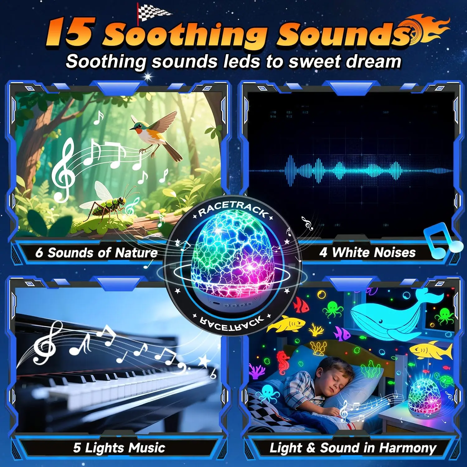 Projetor de luz noturna de ovo de dinossauro com 6 filmes, 15 sons, controle remoto para meninos de 3 a 8 anos