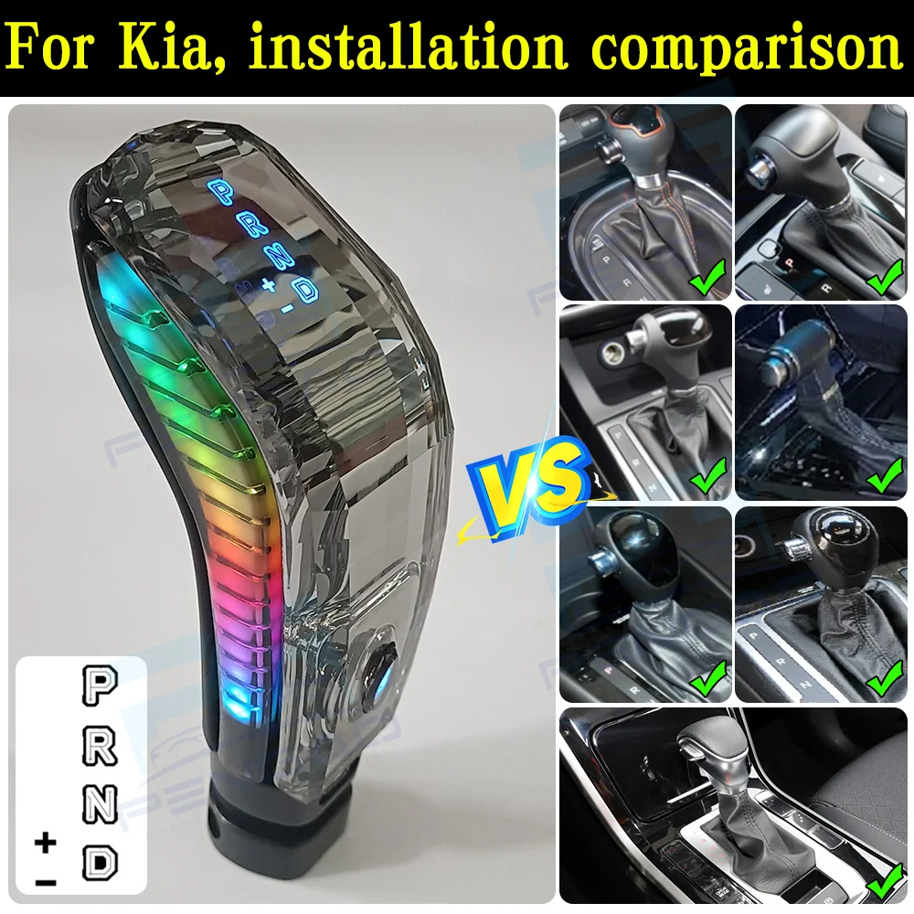 

For Kia K5 K3 Rio Soul Carnival LED Light Crystal Gear Shift Knob gear lever gearbox handle car Interior Upgrading Accessories