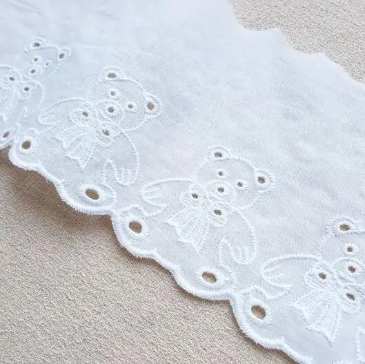 1Yard Width:10.7cm(4.28”inch) Bow Lesser Panda Hollow out Cotton Embroidery Lace Lolita Laces Sewing Accessories (JA-1273)