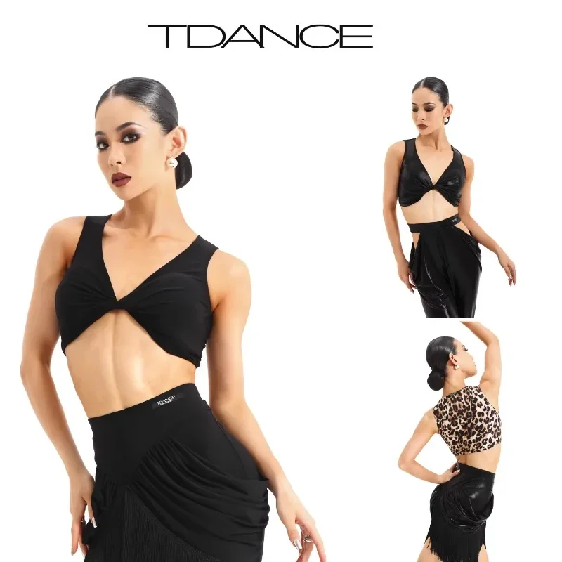 Customized National Standard Practice Clothes Twisted Tank Top Versatile for Class Inner with Chest Mat Women latin dance dress