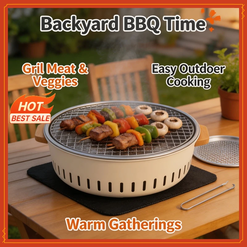 Tragbarer Grill, koreanischer Holzkohlegrill, Edelstahl-Grill …