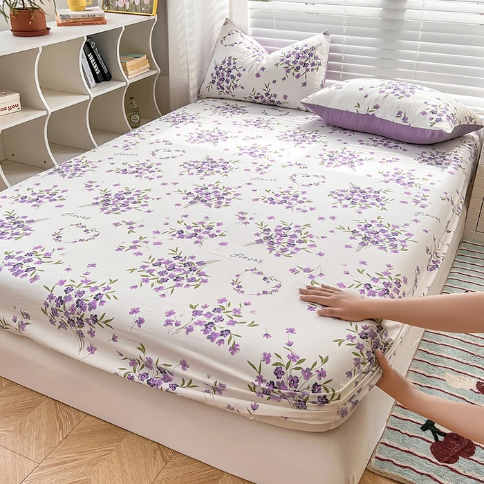 

2025 New Type Washing Cotton Bed Li 3-piece Set Skin-friendly and Comfortable Reactive Printed Mattress (bed Cover + Pillowcase)