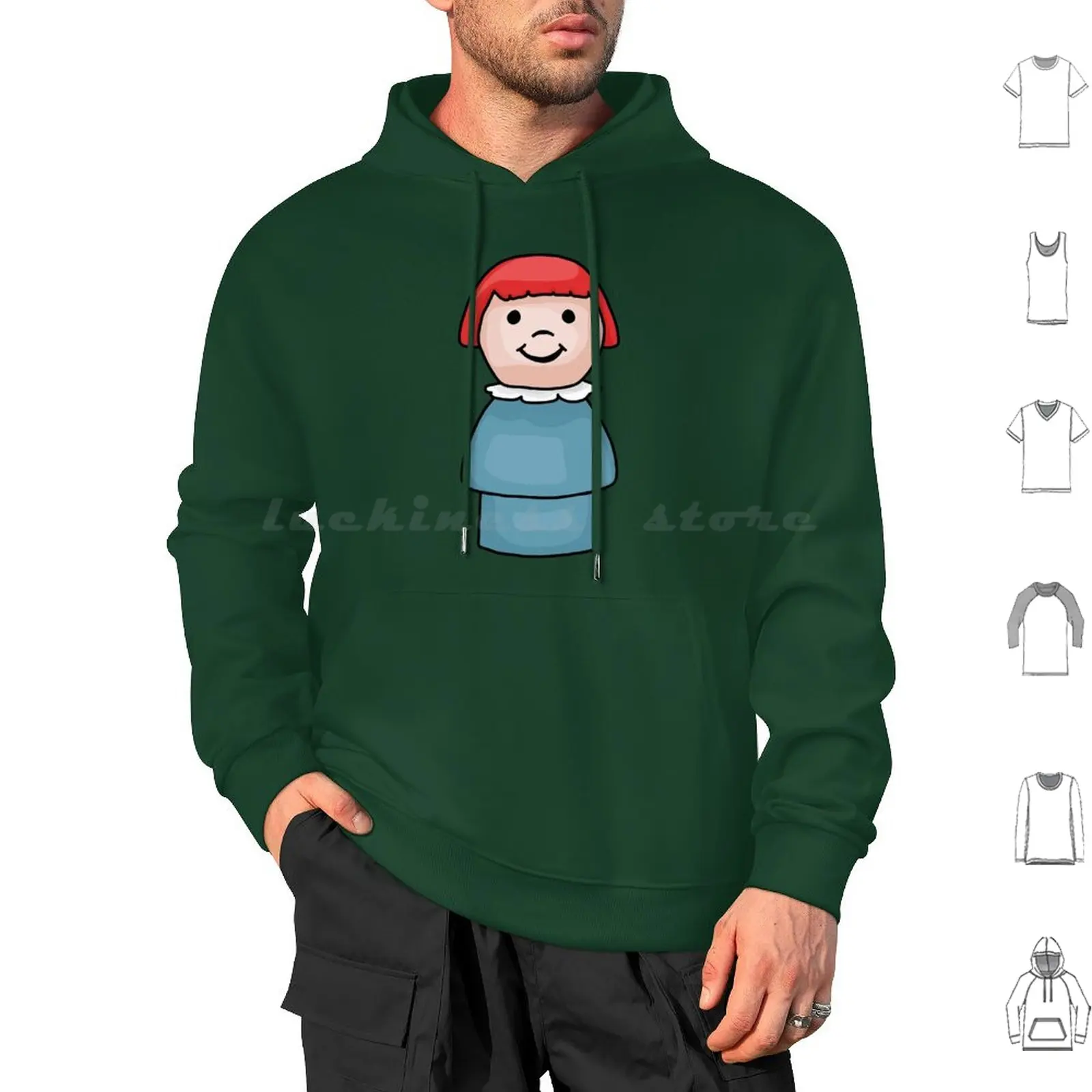 Fp Little People Redhead Girl In Teal Dress Hoodie cotton Long Sleeve Fplp Redhead Teal Redhead Girl Little People