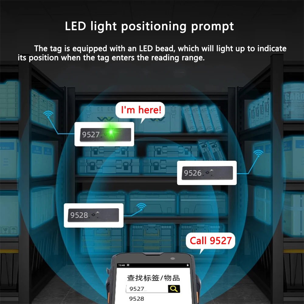 Etiquetas eletrônicas emissoras de luz uhf rfid pcb/pet 18000-6c kx2005xbl chip led posicionamento de luz e busca gerenciamento de ativos 10 peças