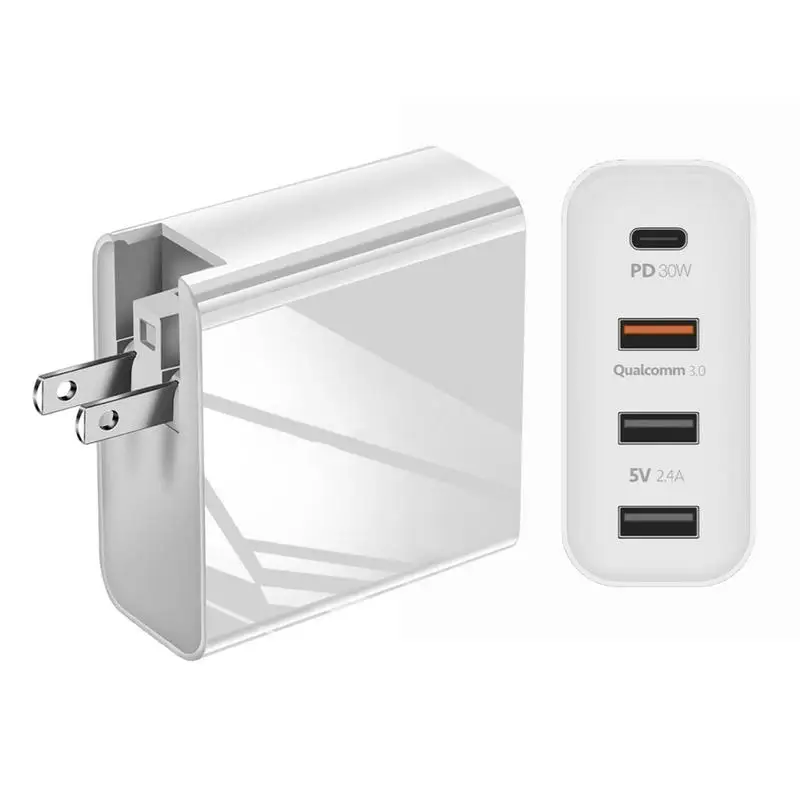 48WPD QC3.0 Dual USB Port Charge Station Portable Fast Charging Block With 4 Port Compatible With Most Phones And Tablets