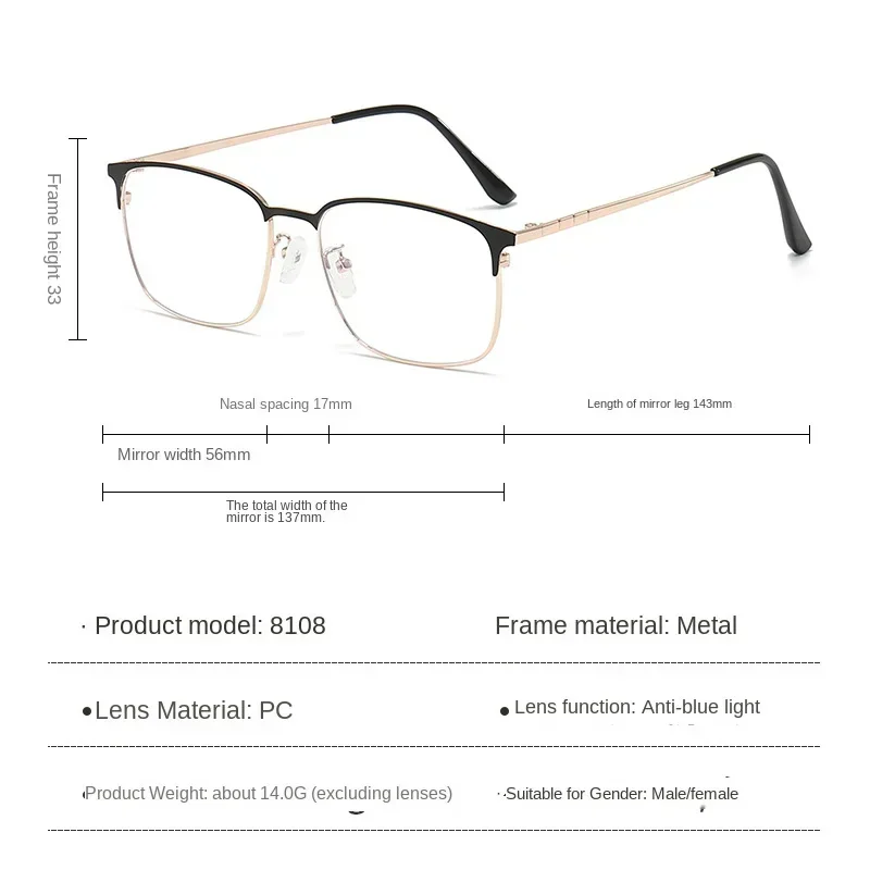 Can Custom Myopia Glasses Metal Square Full Rim Glasses Men Rectangle Prescription Eyeglass Frames For Optical Lenses