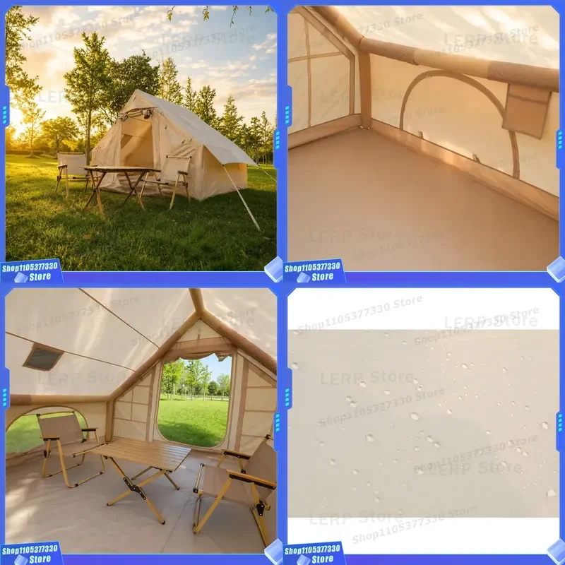 6.3sqm Inflatable Tent Standard Air Column 210D Oxford 300x210x200cm Khaki 3-4 Person Family Portable Easy Build Glamping