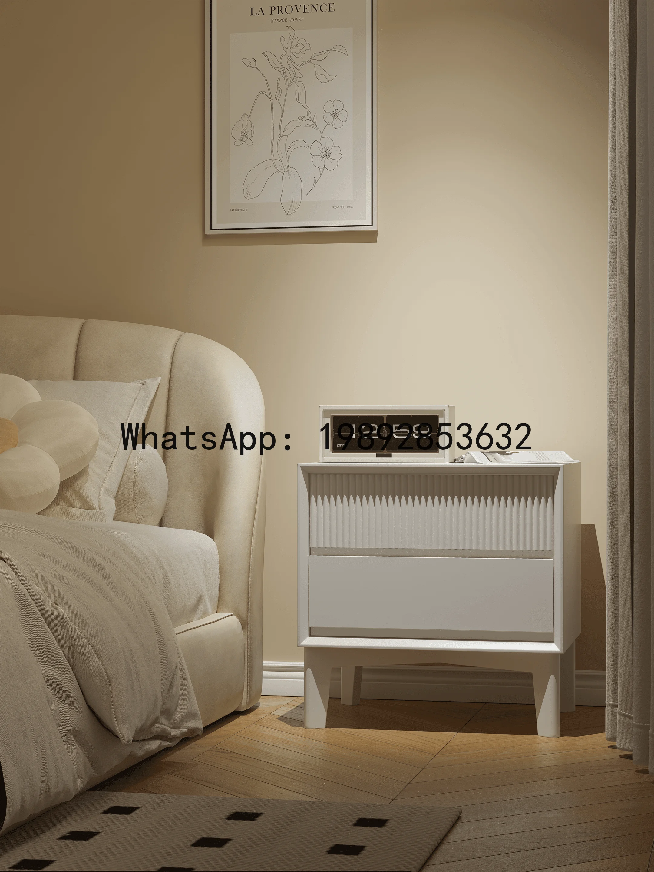 LYY Light Cream Style Bedside Table Light Luxury Modern Simple Small Chest of Drawers Bedroom Lacquer Bedside Storage Small
