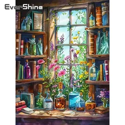 Evershine Diamond Painting Window Landscape New Collection 2025 Diamond Mosaic Flower Scenery Bottle Home Gift
