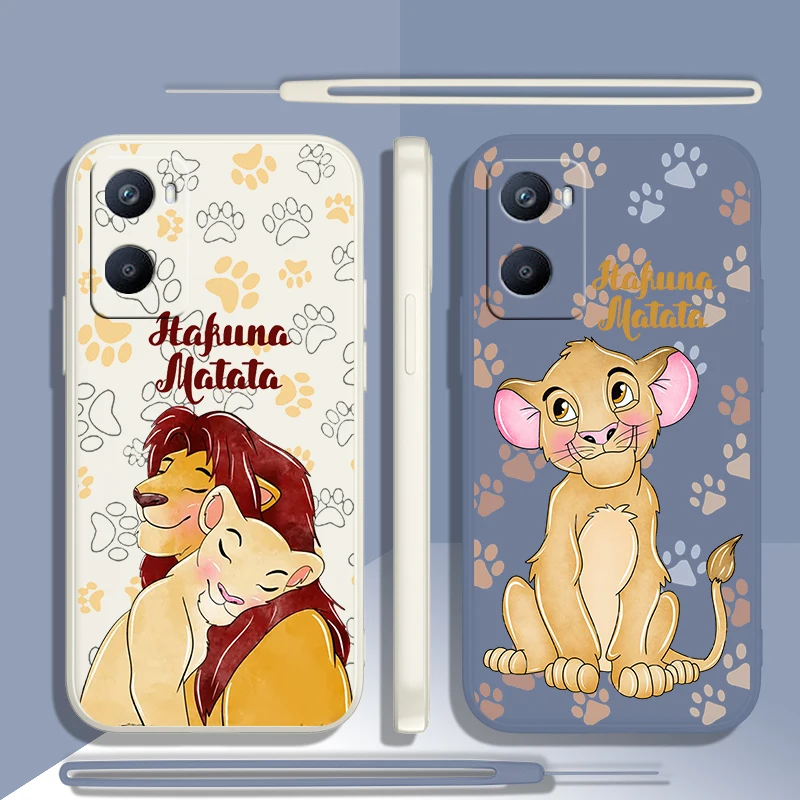 The Lion King Cute For OPPO A15 A96 A77 A57 A55 A54 A74 A93 A73 A53 A72 A9 A5 5G 4G S 2020 Liquid Rope Phone Case