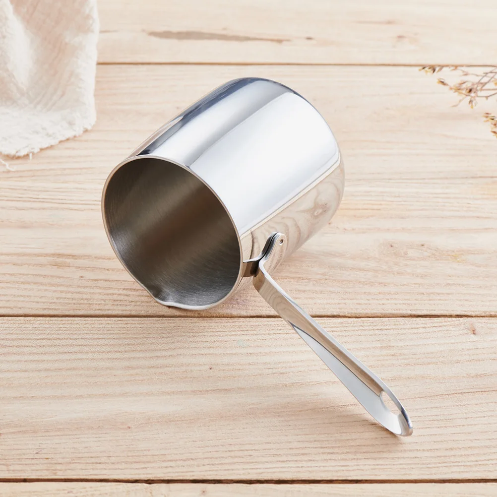 

370Ml Stainless Steel Coffee Kettle Milk Pot Cream Melting Spout Design For Home Cafe Turkish Coffee Gravy