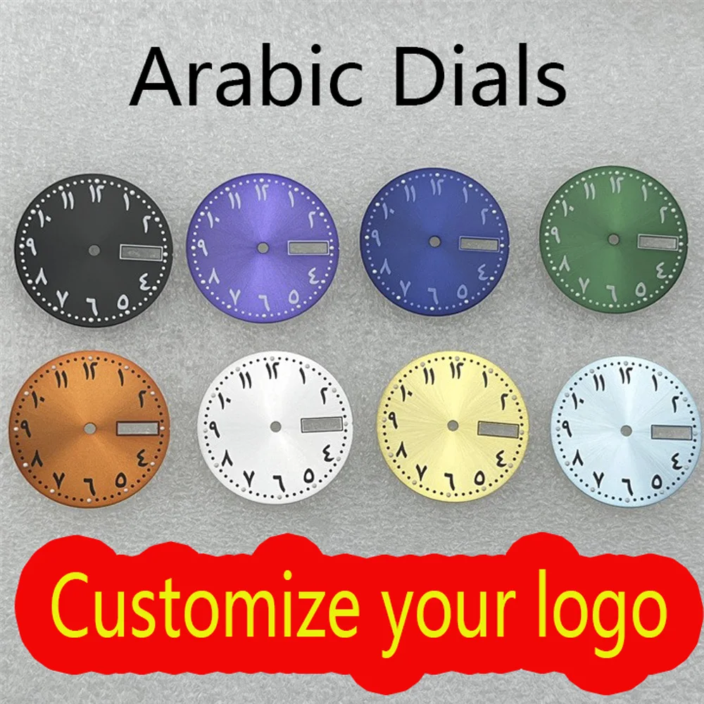 NH36 Arabic Numeral Alphabet Dial 28.5mm Green Luminous Sterile Customized dial Suitable For NH36 Movement Watch Models