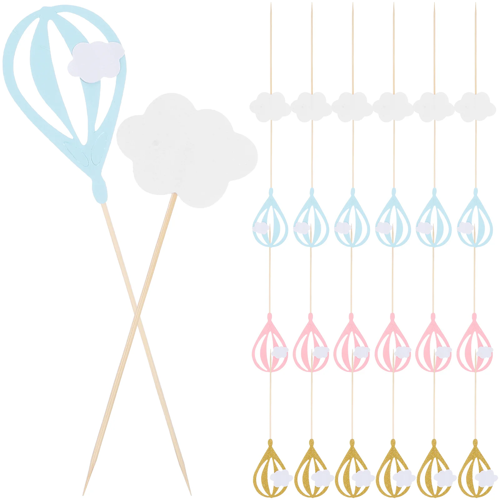 

30pcs Hot Air Balloon Cake Topper Picks for Birthday Party Decorations Cupcake Toppers Dessert Decorations