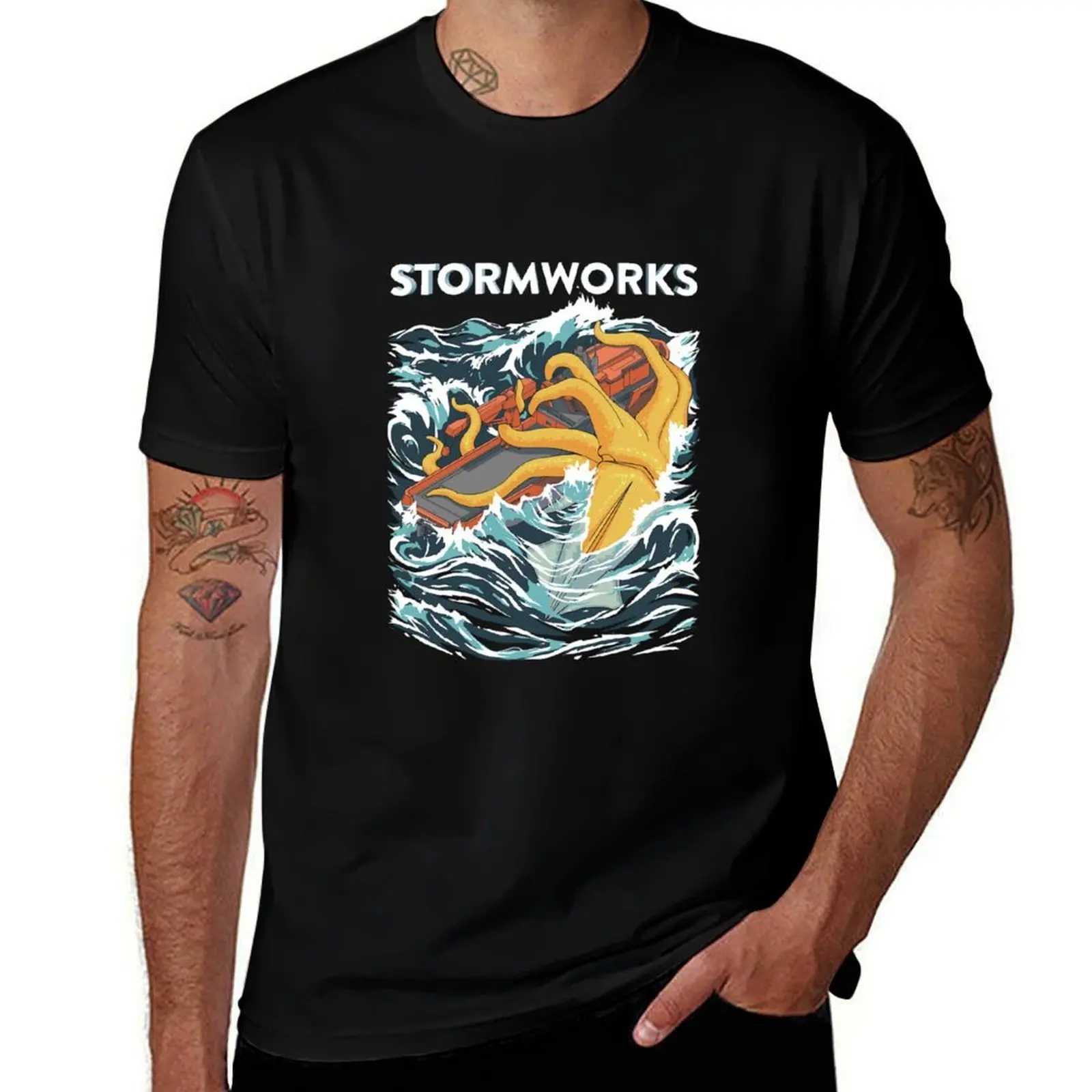 تي شيرت Stormworks Kraken Attack تي شيرت للرجال من القطن تي شيرت أنيمي مضحك للرجال تي شيرت