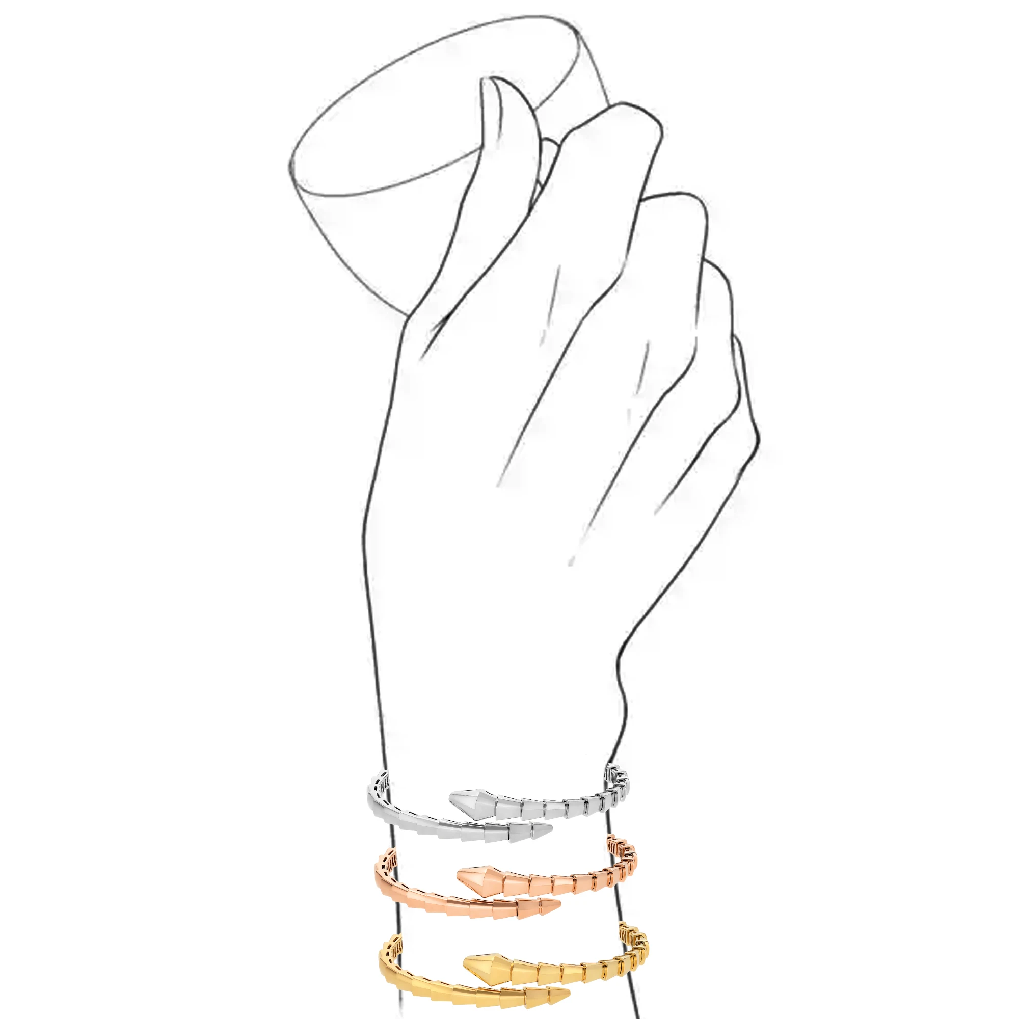 

Pure silver s925 BV snake bone irregular smooth surface bracelet with fashionable temperament paired with women's accessories