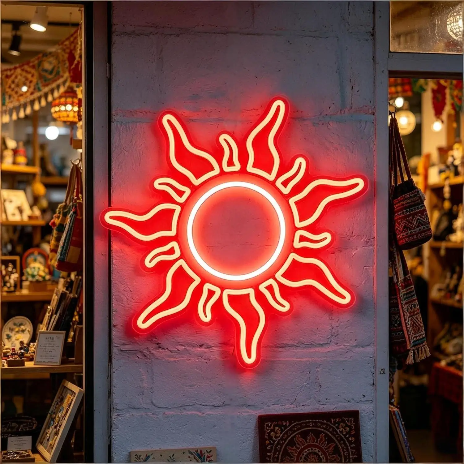 Sun Neon Sign USB Dimmable LED Lights For Bedroom Game Room Cafe Bar Modern Style Wall Display Gift Ornament Night Light