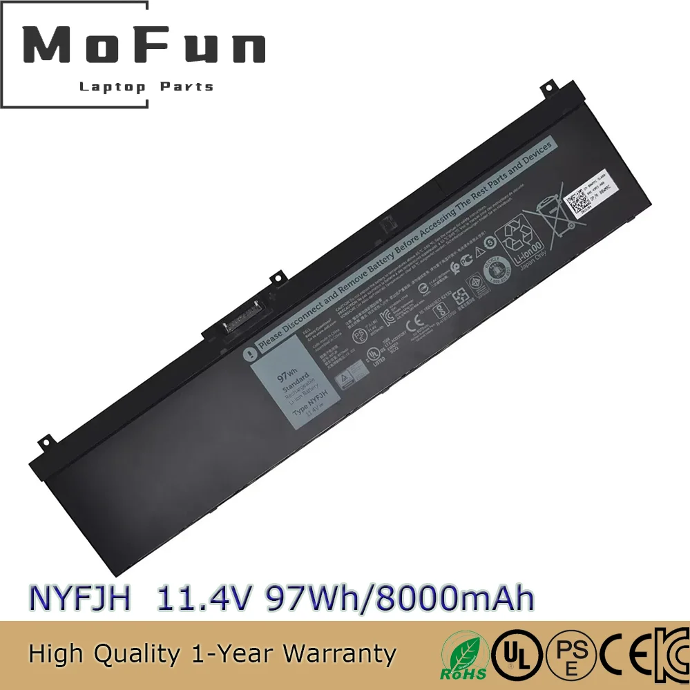 Genuine NYFJH 11.4V 97Wh 8000mAh Laptop Battery for Dell Precision 7530 7730 7540 7740 P34E P74F 0WMRC GW0K9