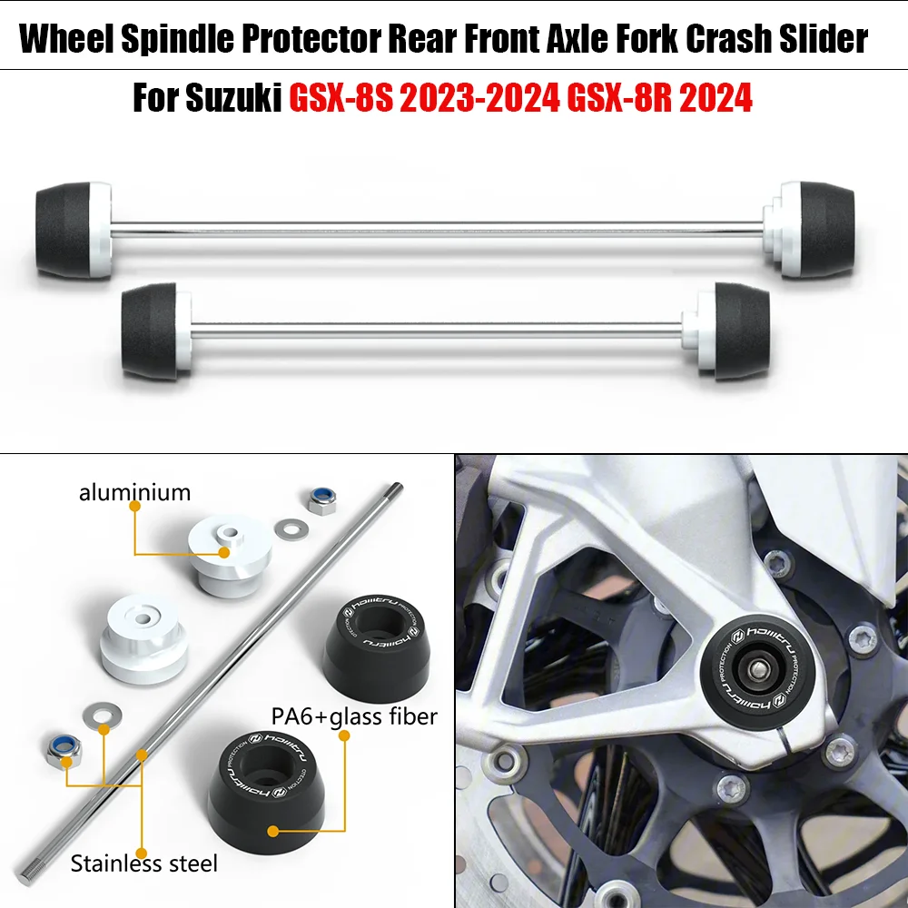 

Motorcycle Wheel Spindle Protector Rear Front Axle Fork Crash Slider For Suzuki GSX-8S 2023-2024 GSX-8R 2024