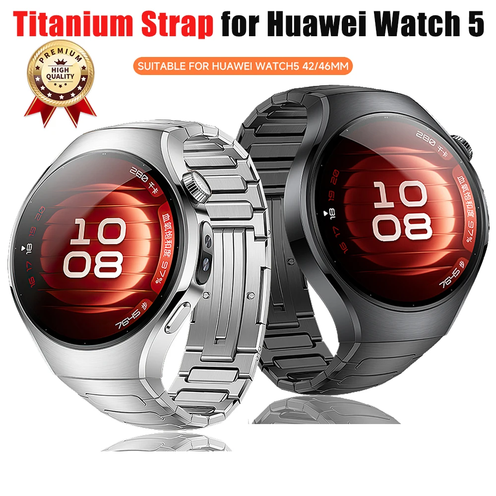 Luxury Titanium Strap for Huawei Watch 5 46MM No Gaps Metal Band for Huawei Watch 5 42mm Business Quick Release Band