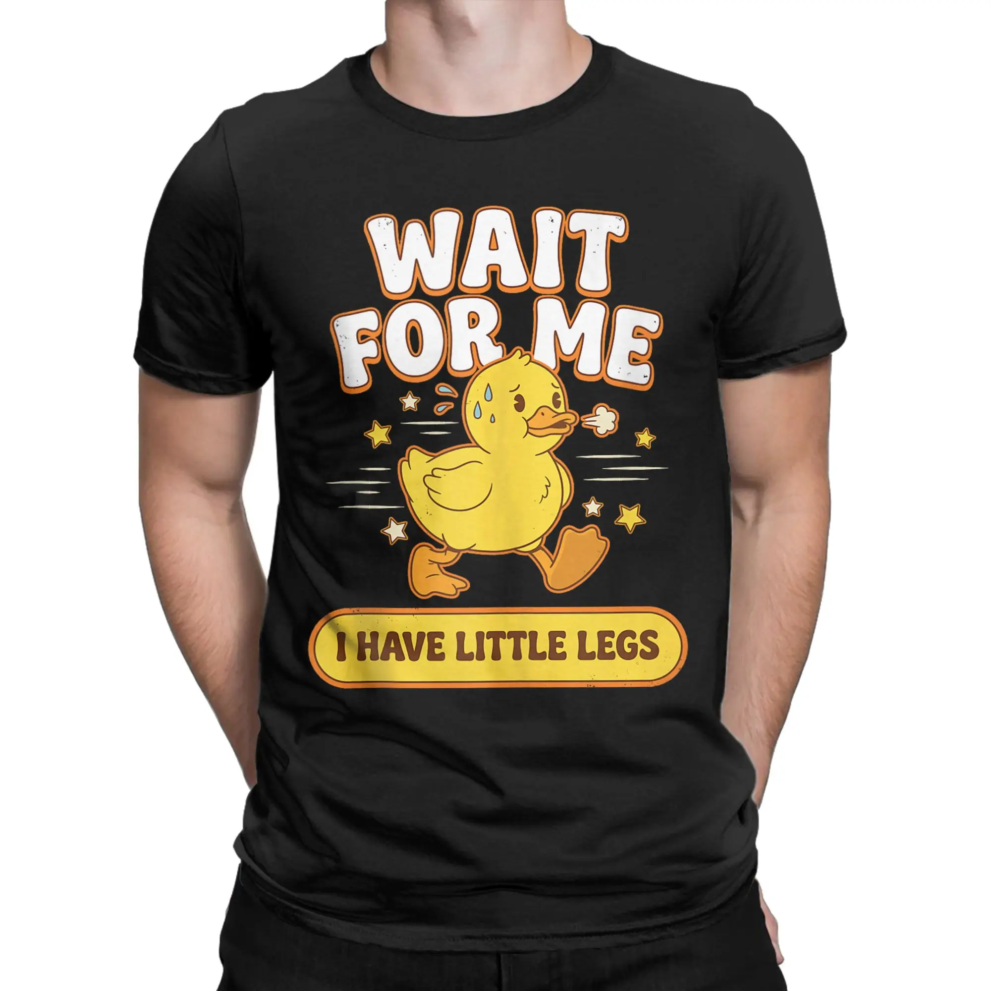 Wait for Me I Have Little Legs Funny Duckling Chick Meme T Shirts Men's Cotton T-Shirt Crewneck  Tees Short Sleeve Clothing