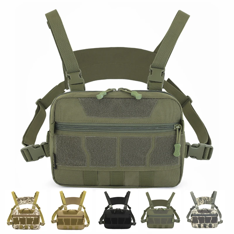 Functional Tactical Chest Bag Military Combat Vest Front Pack Men Outdoor Molle EDC Bag Strap Backpack Hunting Camping Rig Bags