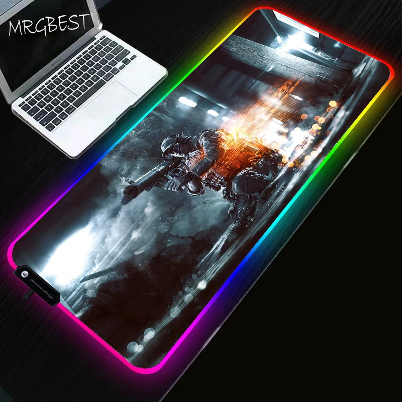 Imagem -04 - Almofada Rgb Battlefield 2042 Grande Mousepad 900x400 Tapete do Rato Gaming Mesa do Computador Jogos Luzes Led Mesa Tapete Rato Gamer Deskpad