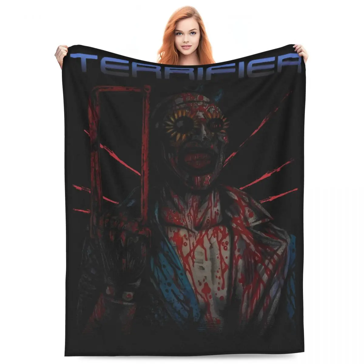 The Terrifier Movies Blanket Flannel Printed Scary Horror Cozy Lightweight Thin Throw Blankets for Bed Outdoor Quilt