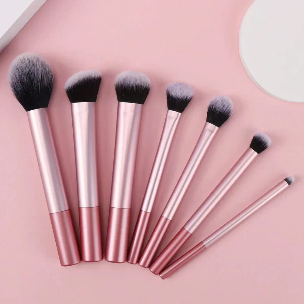 Juego de brochas de maquillaje profesional, 7 Uds., brocha para colorete, sombras de ojos, colorete en polvo, base, ocultar, herramientas de belleza suaves y esponjosas, herramienta de maquillaje