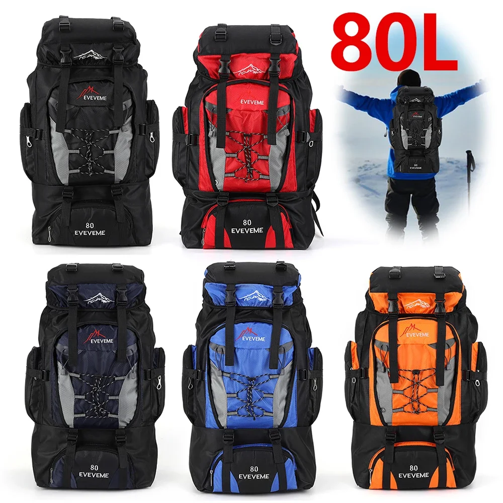 Large 80L Travel Bag Camping Backpack Hiking Army Climbing Bags Mountaineering Sport Bag Outdoor Shoulder Backpack Men Women