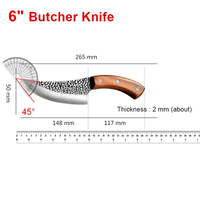 Full Tang Handmade Boning Knifes Handmade Forged Steel Slicing Chef Kitchen Butcher Knife with Cover Meat Cleaver Hunting Knifes