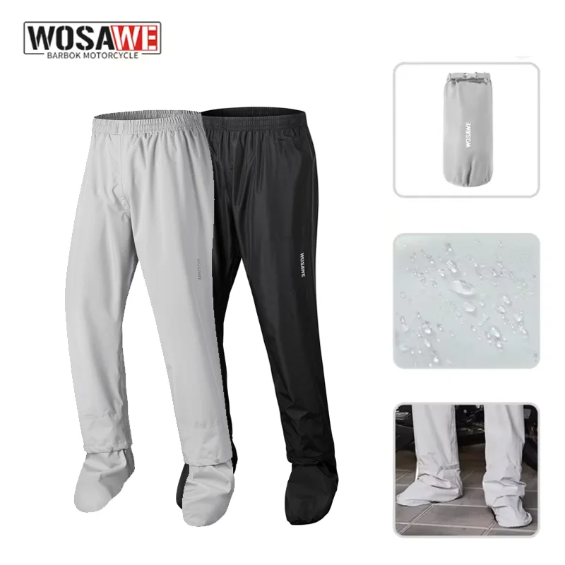 

WOSAWE Waterproof Motorcycle Rain Pants Bike Riding Trousers Reflective Packable Outdoor Hiking Fishing Rainwear