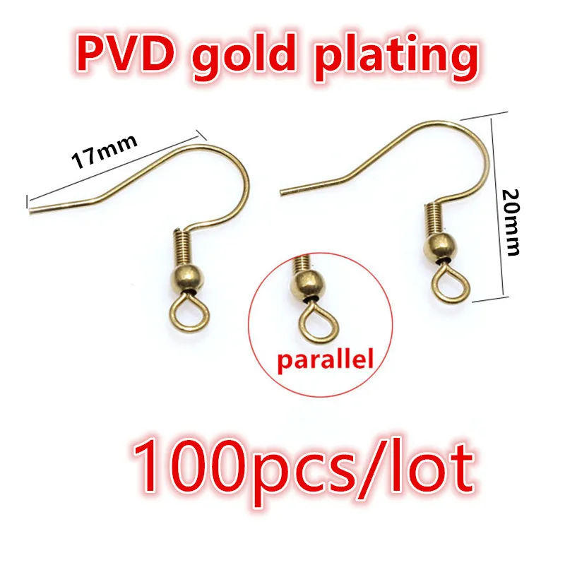 30-100 Stück Edelstahl DIY Ohrringe Haken Verschluss Ergebnisse Handgemachter Schmuck Herstellung Zubehör Ohrdraht Zubehör Stahl Gold