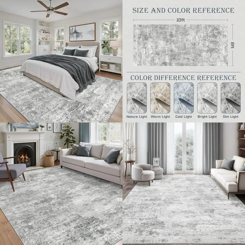 

Ультрамягкие, устойчивые к пятнам ковры 8x10 для гостиной и спальни - тонкие, нескользящие, моющиеся, с абстрактным дизайном