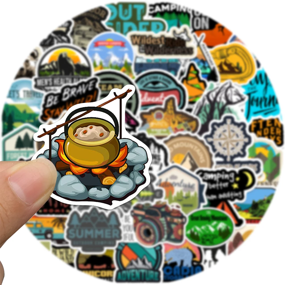 50PCS Outdoor Wild Camping Adventure Stickers Climb Travel Landscape Waterproof Luggage Phone Laptop Bike Motorcycle Decal