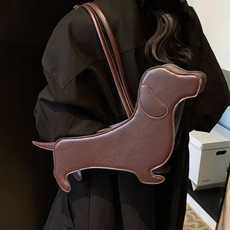 

INS Three-dimensional Dachshund Shoulder Bag PU Leather Retro Handbag Korean Design Underarm Bag Purse and Handbag Designer Bag