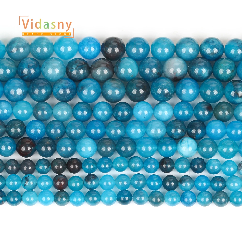 Natursteinperlen, blaue Achat-Chalcedon-Perlen für die Schmuckherstellung, runde lose Perlen, DIY-Zubehör, Armband, 6/8/10 mm, 15 Zoll – Detail 5